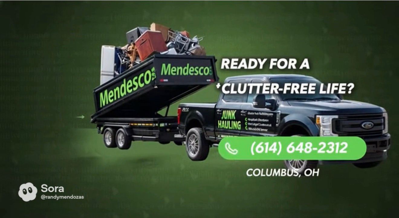 Mendesco junk hauling truck ready for furniture removal in Columbus OH